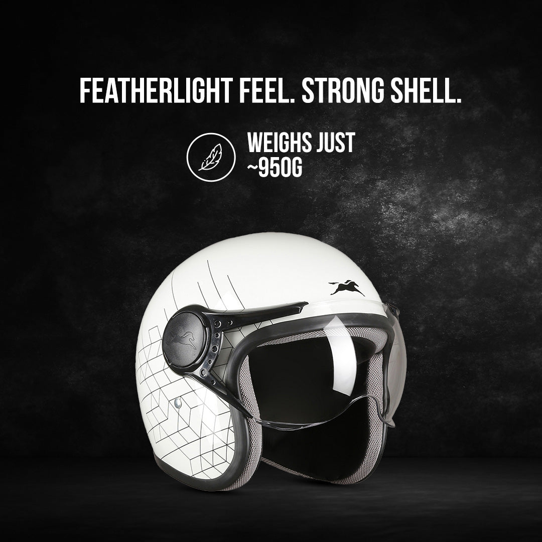 TVS Cruisetown Open Face Helmet – Stylish & Safe Helmet for Riders | ISI & DOT Certified | Premium Protection for Men & Women | Comfortable, Durable & Lightweight Design with Visor